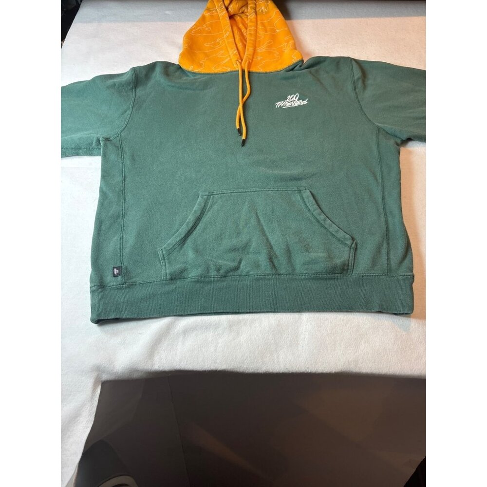 100 Thieves Green & Orange Hoodie With Pocket And Drawstring